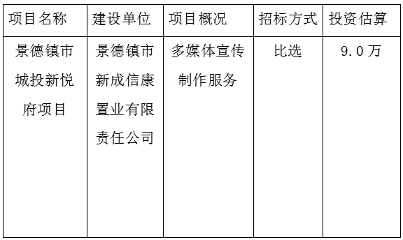 宣傳廣告、攝制招投標