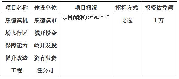 景德鎮機場飛行區保障能力提升改造工程檔案整理項目計劃公告